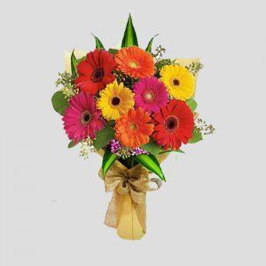 9 Adet Renkli Gerbera Buket